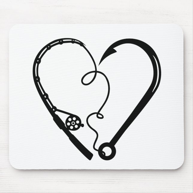 FISHING ROD HEART HOOK MOUSE PAD (Front)