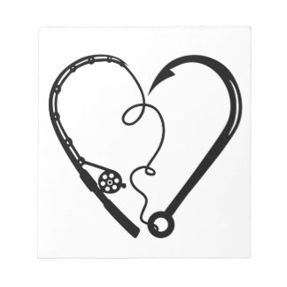 FISHING ROD HEART HOOK NOTEPAD