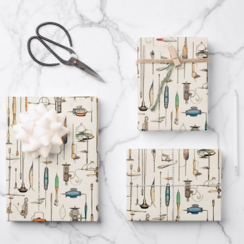 Fishing Rod Lures Tackle Sports Wrapping Paper Sheets