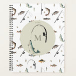 Fishing Rod & Reel Fish Theme Fisherman Monogram Planner<br><div class="desc">A colorful fishing rod and reel fish theme pattern. A fishing pattern featuring fishing rods,  fish and fishing equipment. An ideal design for anyone who loves fishing,  outdoor sports,  nature and camping.</div>