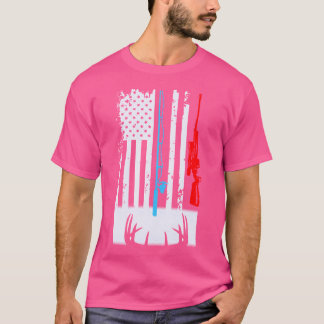 Fishing Rod Shotgun Deer Flag T-Shirt
