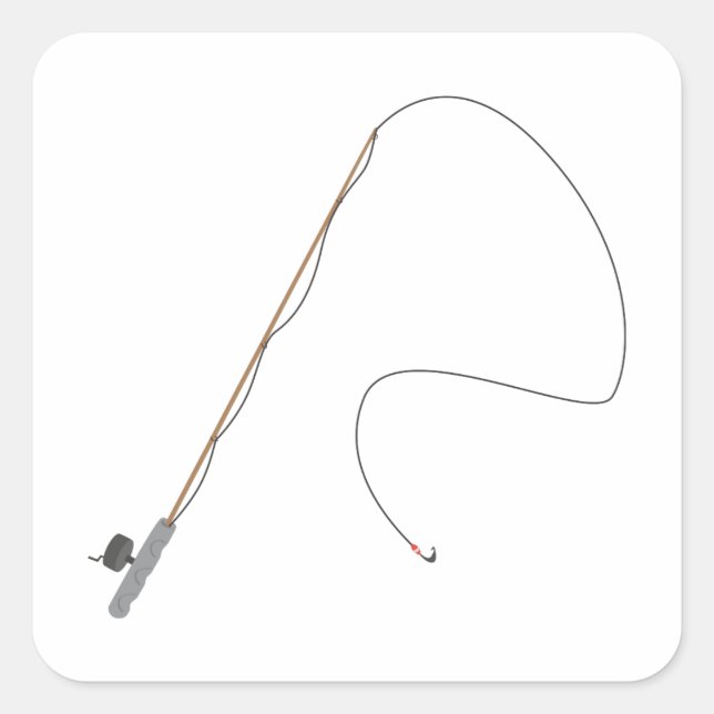 Fishing Rod Square Sticker (Front)