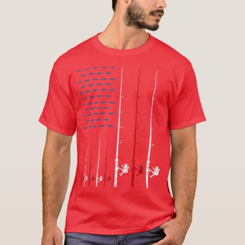 Fishing Rods American Flag 928  T_Shirt