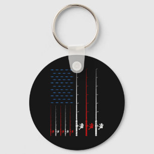 Fishing Rods American Flag Keychain