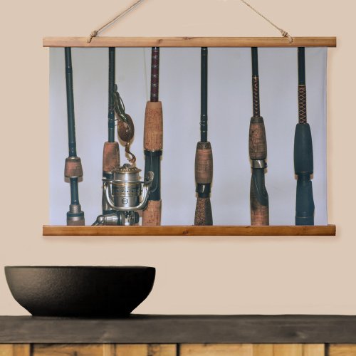 Fishing Rods and Reel Rustic Photographic Hanging Tapestry