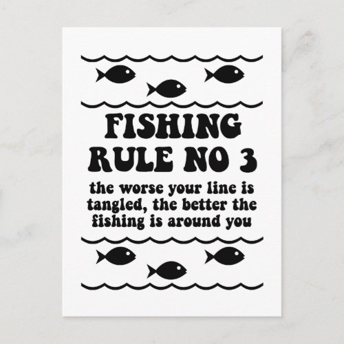 Fishing Rule No 3 Postcard