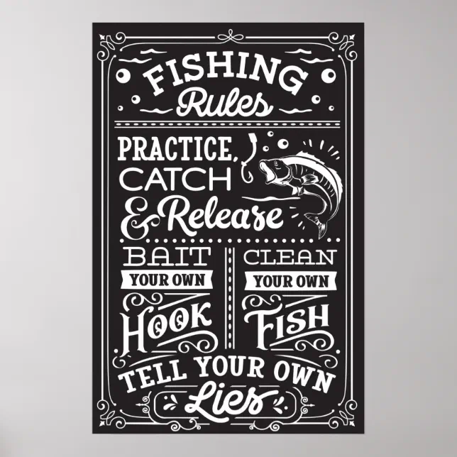 Fishing Rules List Custom Background Poster | Zazzle
