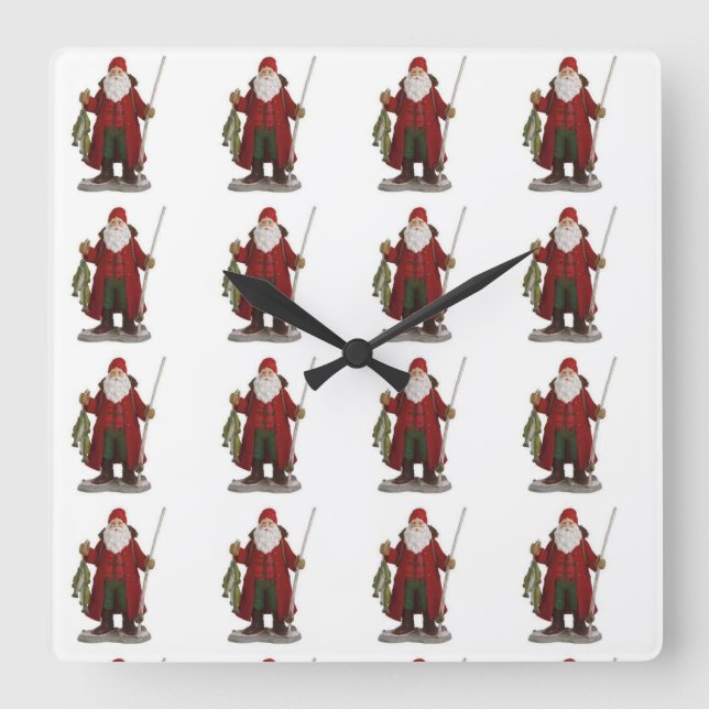 "FISHING SANTA" CHRISTMAS CLOCK (Front)