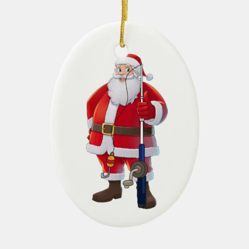 FISHING SANTA CHRISTMAS ORNAMENT