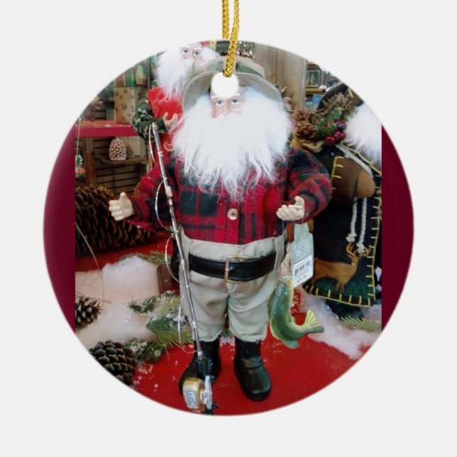 FISHING SANTA CHRISTMAS ORNAMENT (Front)
