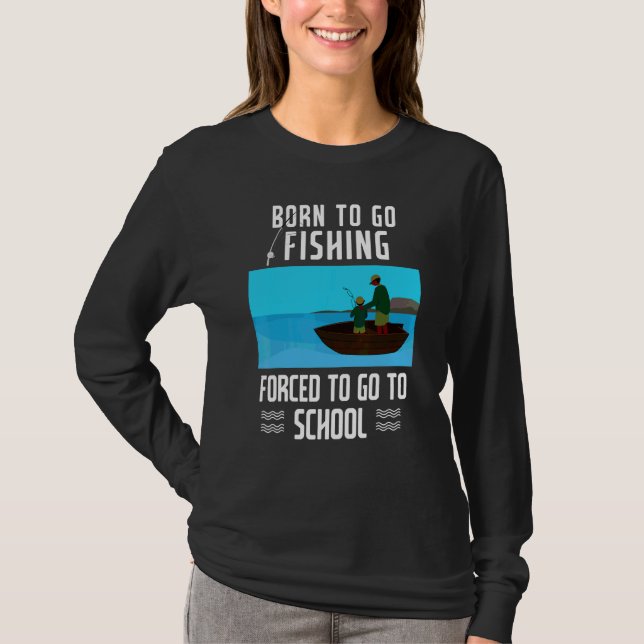 Fishing Saying Young Fisherman Born To Go Fishing T-Shirt (Front)