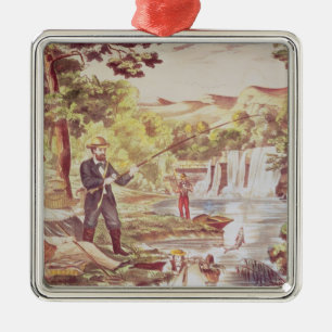 Fishing Scene Metal Ornament