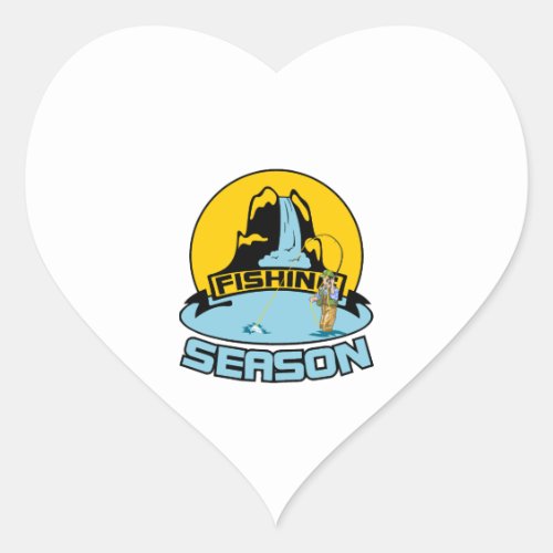 Fishing Season Fishing _ Fishing Birthday Gift Heart Sticker