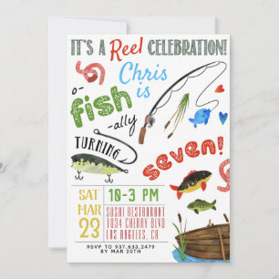 Fishing Seventh Birthday Invitation