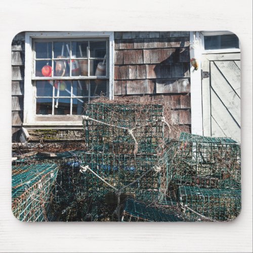 Fishing Shack with Lobster Traps Mouse Pad