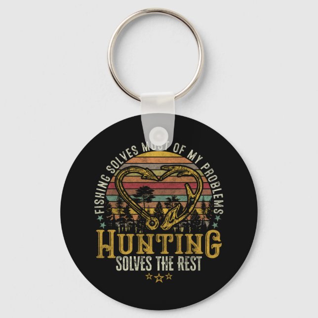 Fishing & Shed Hunter Antler Elk, Deer Hunting Keychain (Front)