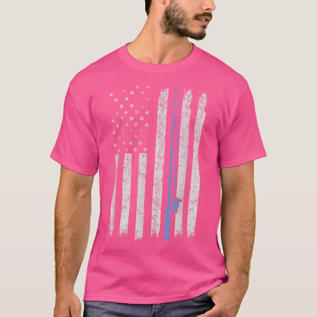 Fishing Shirt For Men Boy Rod Fishing American Fla (Front)