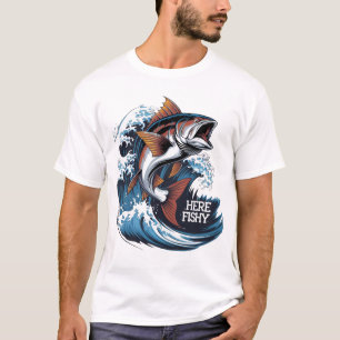Fishing-Shirt Here-Fishy Graphic Funny T-Shirt