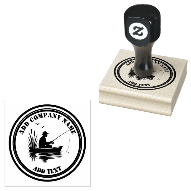 Fishing Silhouette Brand Logo Rubber Stamp (Stamped)