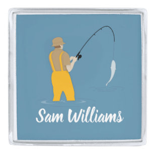 Fishing Silver Finish Lapel Pin