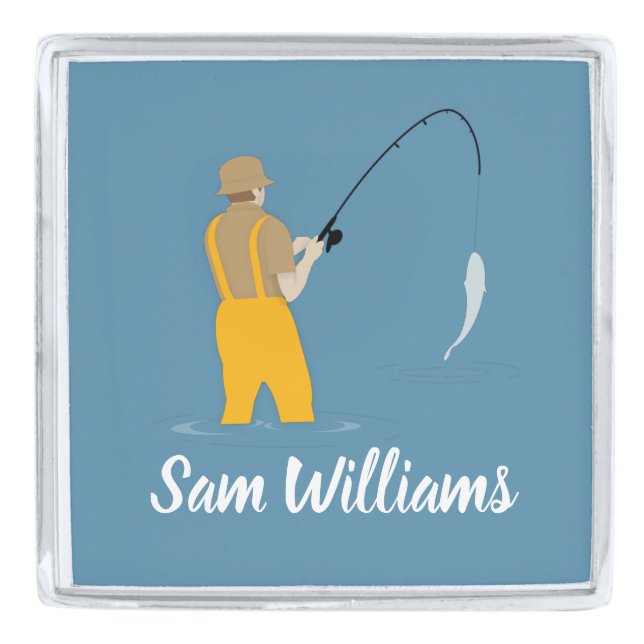 Fishing Silver Finish Lapel Pin (Front)