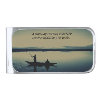 FISHING SILVER FINISH MONEY CLIP