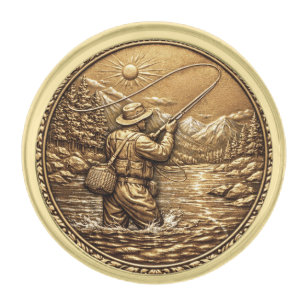 Fishing Small Round Lapel Pin