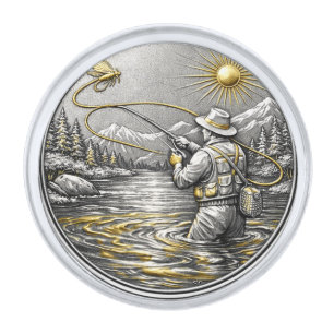 Fishing Small Round Lapel Pin