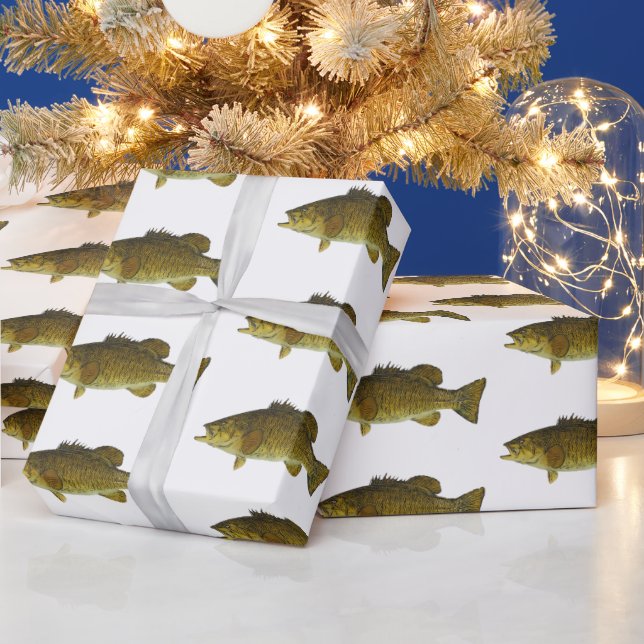 Fishing Smallmouth Bass Pattern Men's Party Wrapping Paper (Holidays)