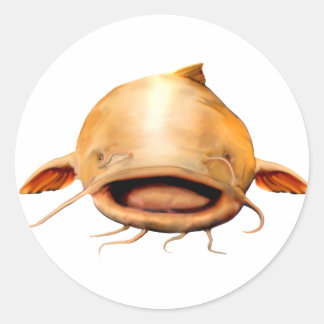 Fishing smile classic round sticker