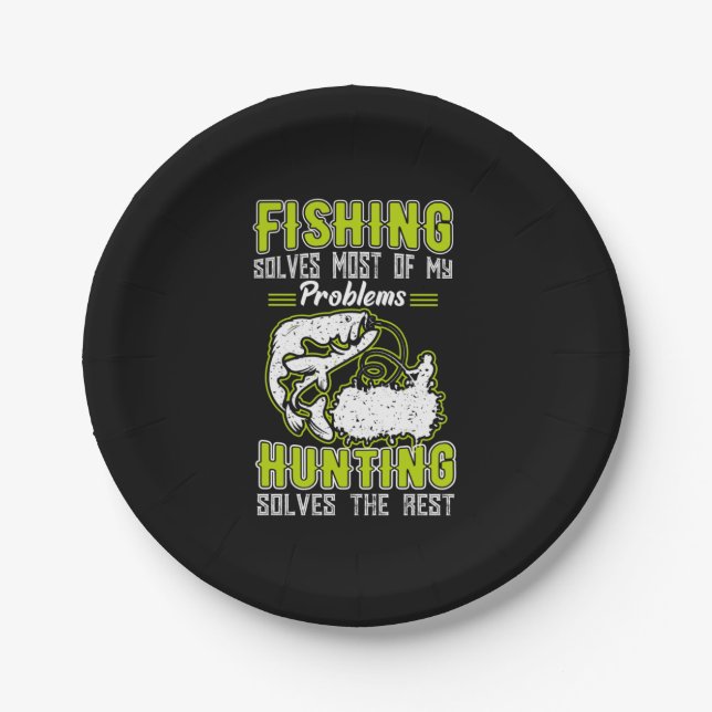 Fishing Solves Most Of My Problems Paper Plates (Front)