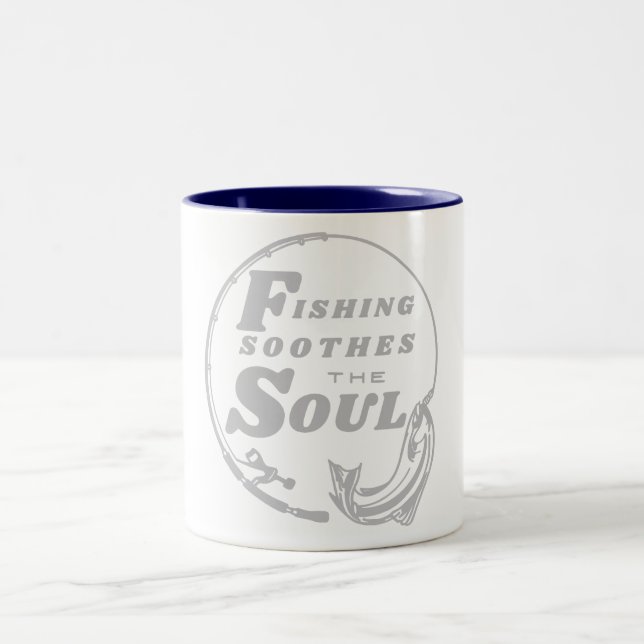 Fishing Soothes the Soul Two-Tone Coffee Mug (Center)