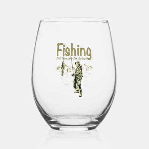 Fishing sport fishing rod stemless wine glass
