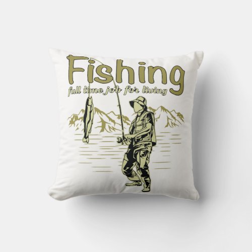 Fishing sport fishing rod throw pillow