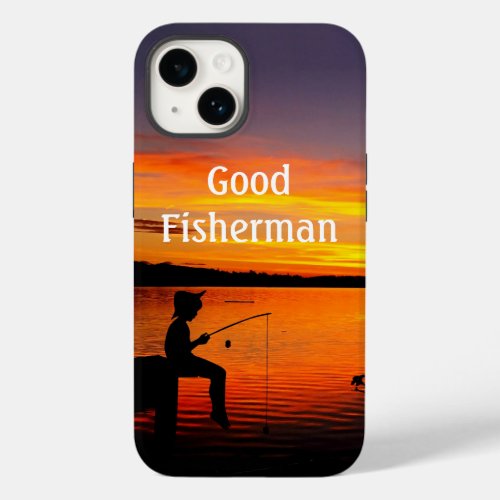 Fishing Sport Young Fisherman Sunset personalize Case_Mate iPhone 14 Case