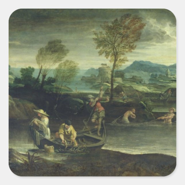 Fishing Square Sticker (Front)
