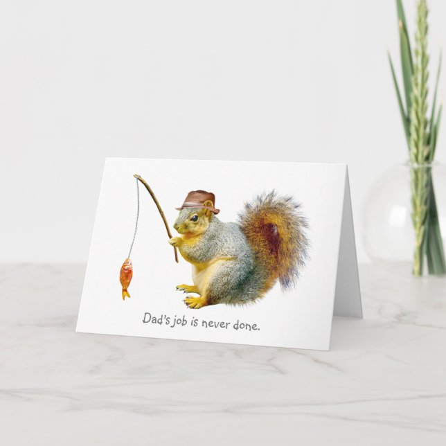 Fishing Squirrel Father's Day Card (Front)