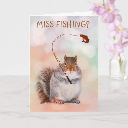 Fishing Squirrel Get Well Card