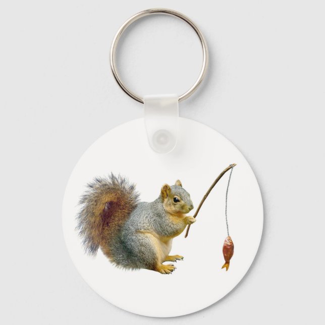 Fishing Squirrel Keychain (Front)
