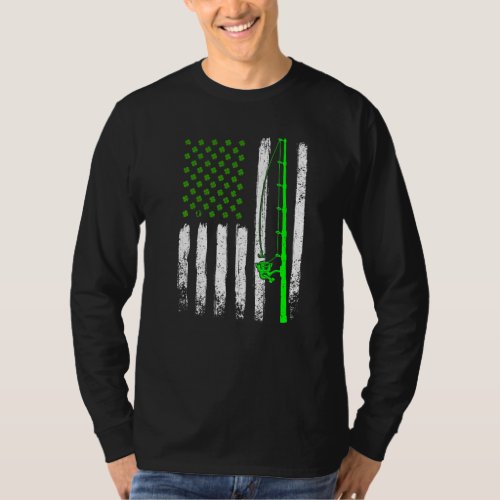 Fishing St Patricks Day Vintage Irish American Fl T_Shirt