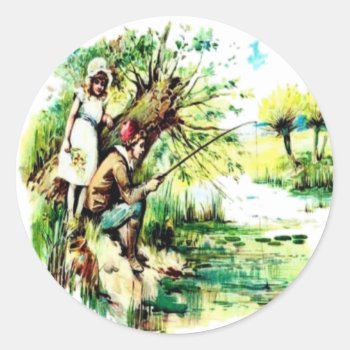 Fishing Sticker by EndlessVintage at Zazzle