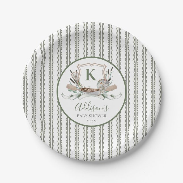 Fishing sticker, preppy fish birthday sticker paper plates (Front)