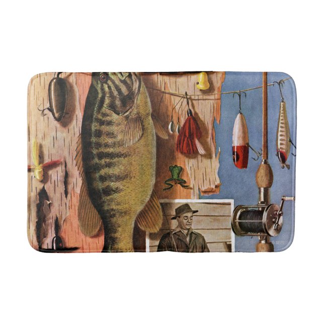 Fishing Still Life by John Atherton Bathroom Mat (Front)