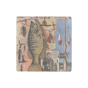 Fishing Still Life by John Atherton Stone Magnet