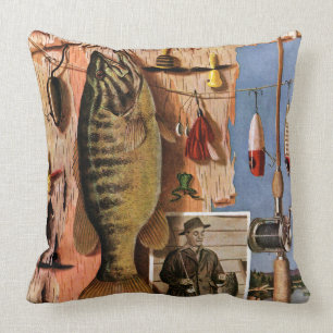 Fishing Still Life by John Atherton Throw Pillow