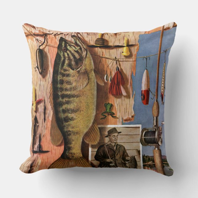 Fishing Still Life by John Atherton Throw Pillow (Front)