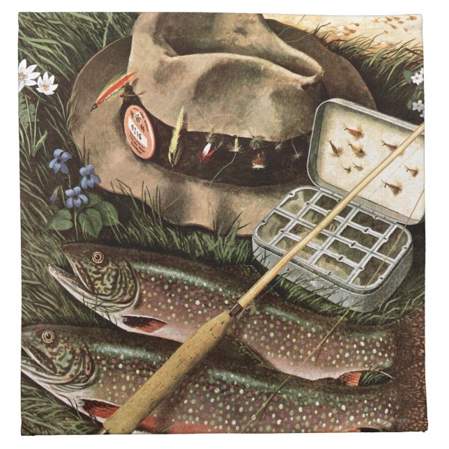 Fishing Still Life Cloth Napkin (Front)