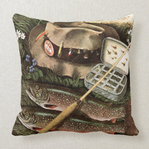Fishing Still Life Throw Pillow