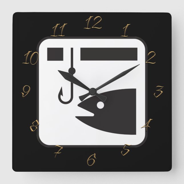 Fishing store square wall clock (Front)