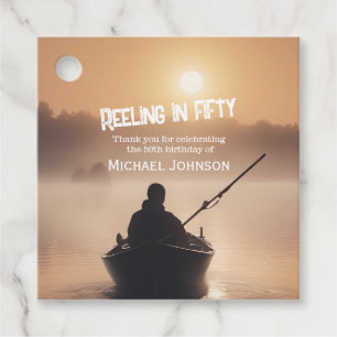 Fishing Sunrise Fisherman 50th Birthday Favor Tags